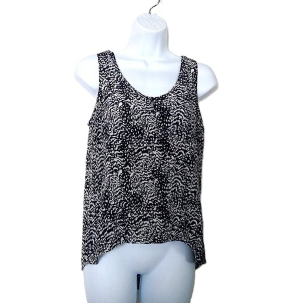 Joie Top Sleeveless Shell Pullover 100% Silk Animal Print Black & White EUC XS